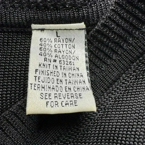 Elliott Men’s Large Black Stripped Pullover Black Knit Textured V Neck Top - Picture 11 of 13